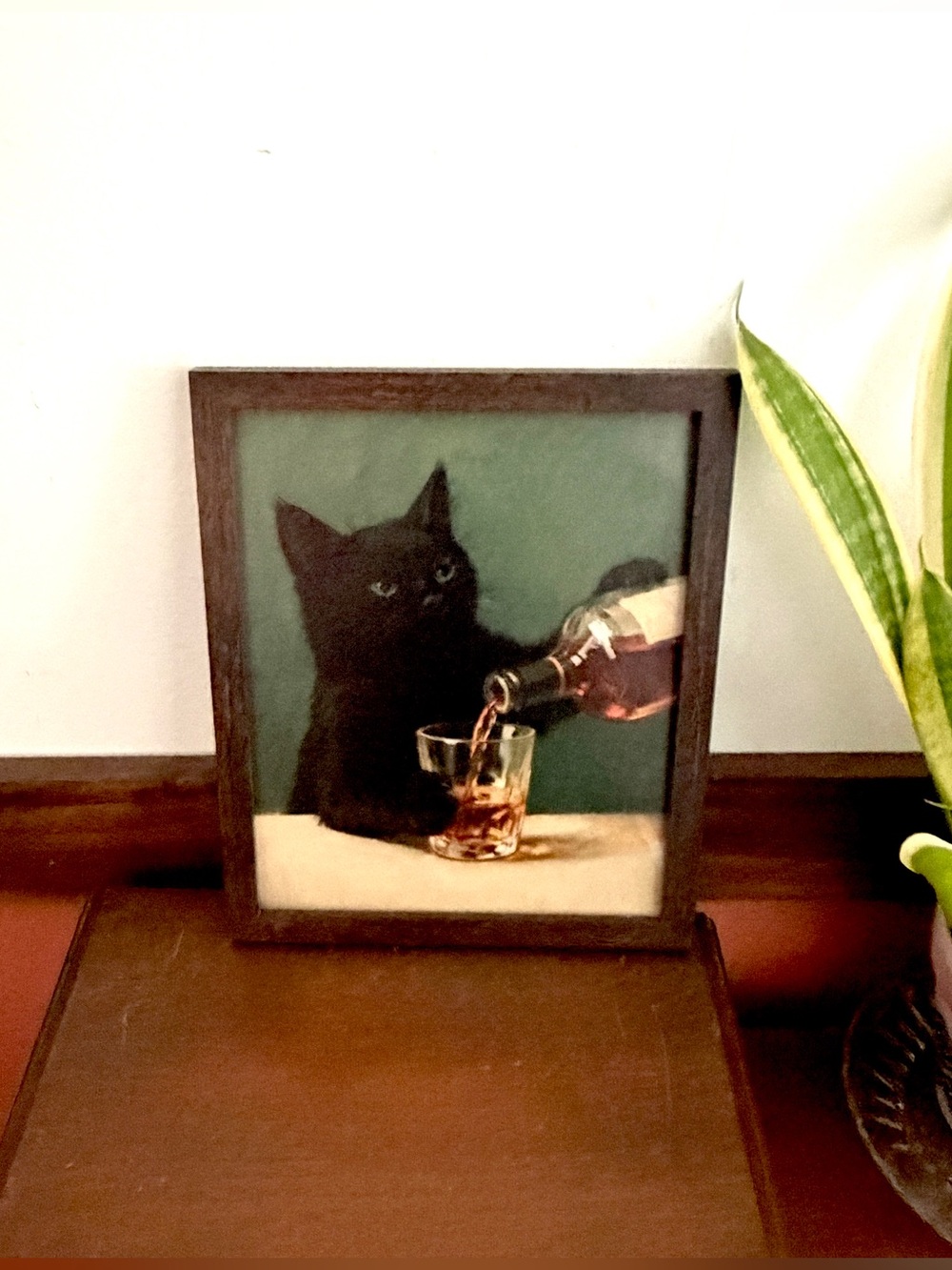 Black Cat Pouring a Glass of Whiskey Vintage Style Canvas Art Print Framed Art - Picture 2 of 9